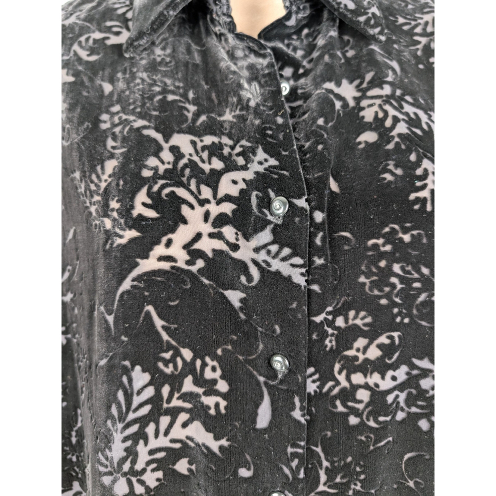 Lauren Ralph Lauren Velvet Burnout Top Sz 2X Whimsigoth Black Fairy Grunge Sheer - Picture 4 of 9
